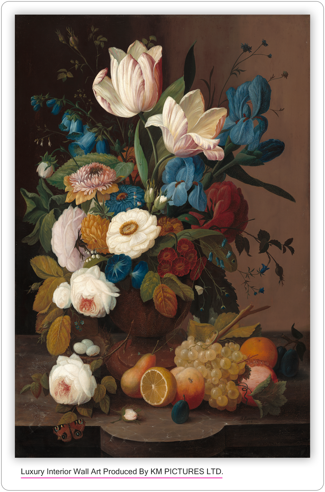 Still Life, Flowers, and Fruit, 1848