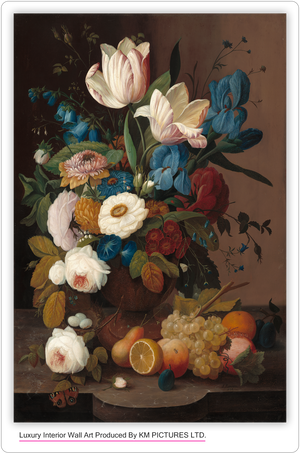 Still Life, Flowers, and Fruit, 1848
