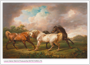 Three Horses in a Stormy Landscape