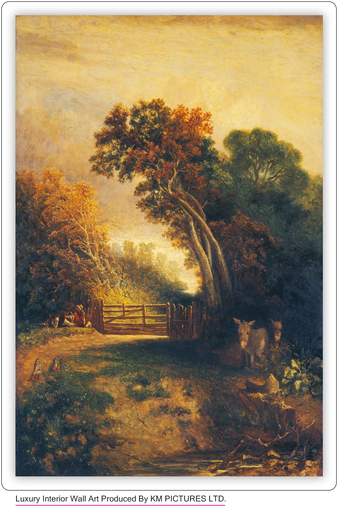 Landscape with Picnickers and Donkeys by a Gate, c. 1830-1880