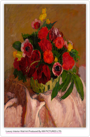 Mixed flowers on pink cloth, 1916