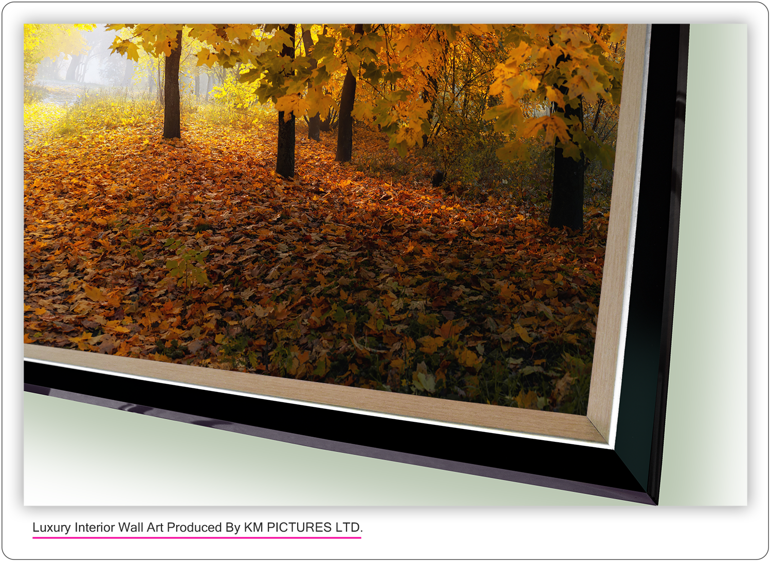 Colourful trees and rural road in deep autumn forest