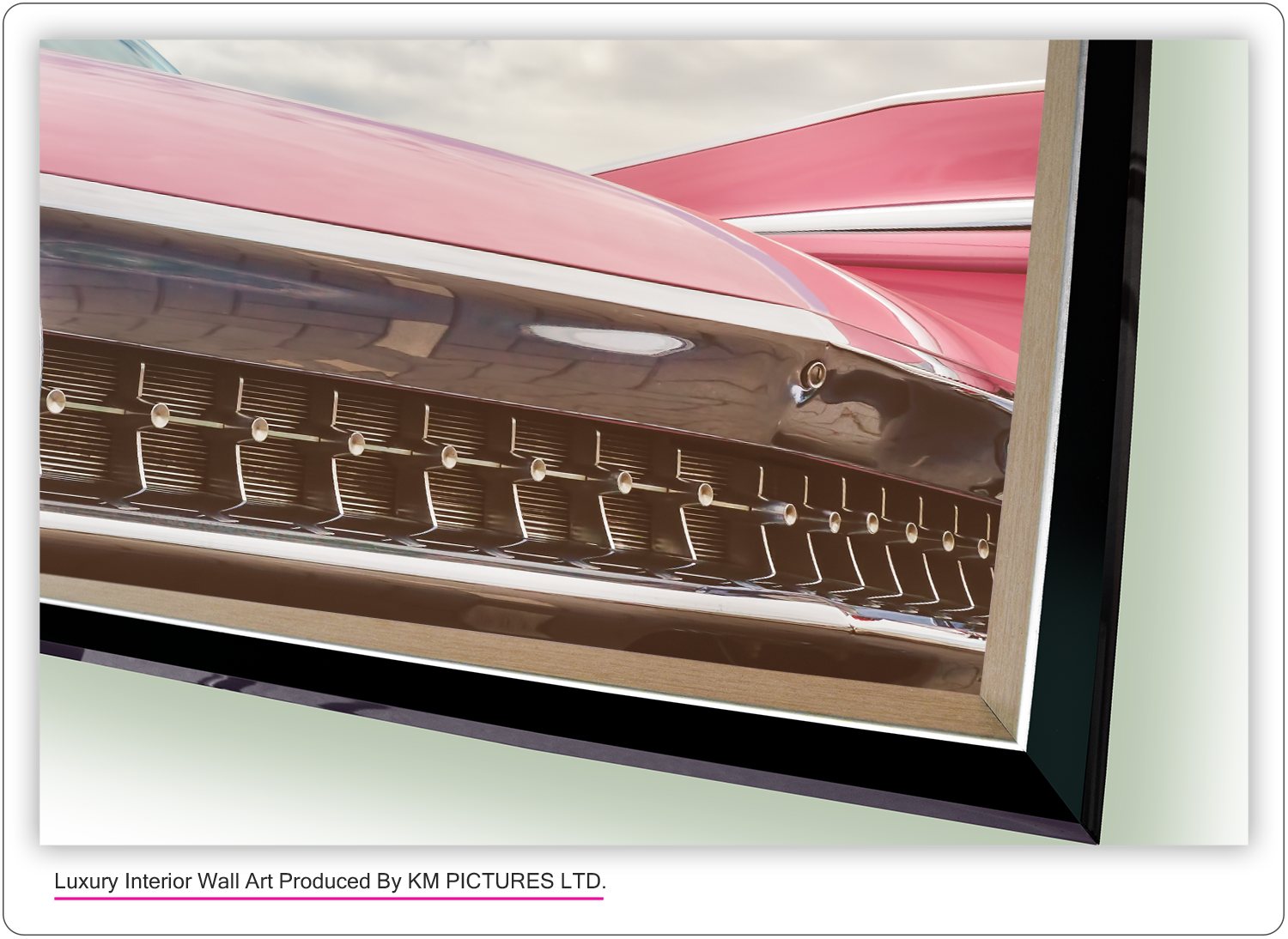 Rear end of a pink classic car